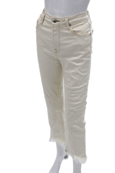 Jonathan Simkhai Women Ankle Cropped Jeans Beige Size 28