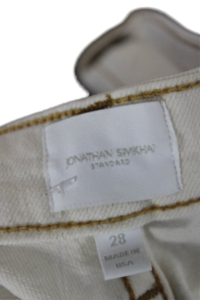 Jonathan Simkhai Women Ankle Cropped Jeans Beige Size 28