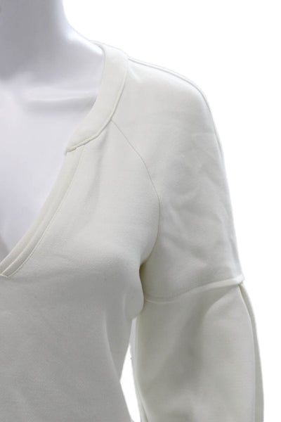 Ba&Sh Women Basic V-Neck 3/4 Sleeve White Viscose Blouse Size 6