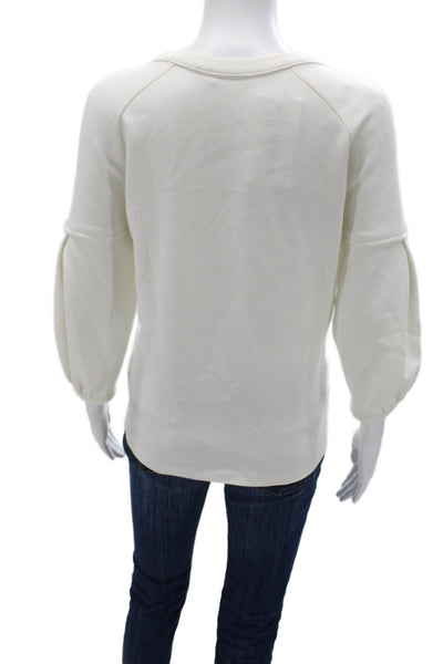 Ba&Sh Women Basic V-Neck 3/4 Sleeve White Viscose Blouse Size 6