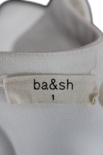 Ba&Sh Women Basic V-Neck 3/4 Sleeve White Viscose Blouse Size 6