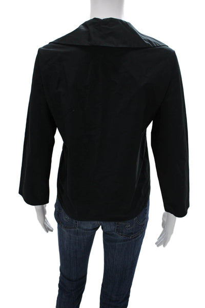 Tory Burch Womens Tunic Blouse Black V-Neck 3/4 Sleeve Cotton Designer Size 0