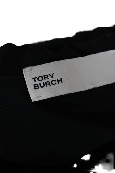 Tory Burch Womens Tunic Blouse Black V-Neck 3/4 Sleeve Cotton Designer Size 0