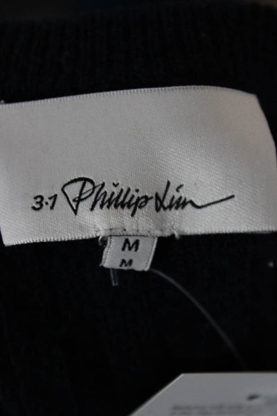 3.1 Phillip Lim Womens Dark Blue Striped Cardigan Crew Neck Size M