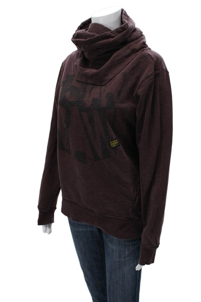 G Star Raw Womens Pullover Sweatshirt Brown High Neck Designer Size L