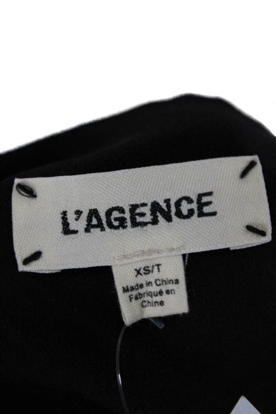 L'Agence Women Silk Black Polka Dot V-Neck Long Sleeve Button Up Blouse Size XS