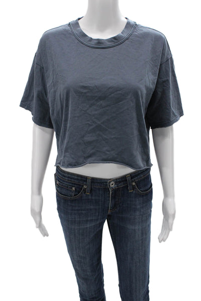 FP Movement Womens Cropped Basic T-Shirt Dark Gray Cotton Crew Neck Size XS