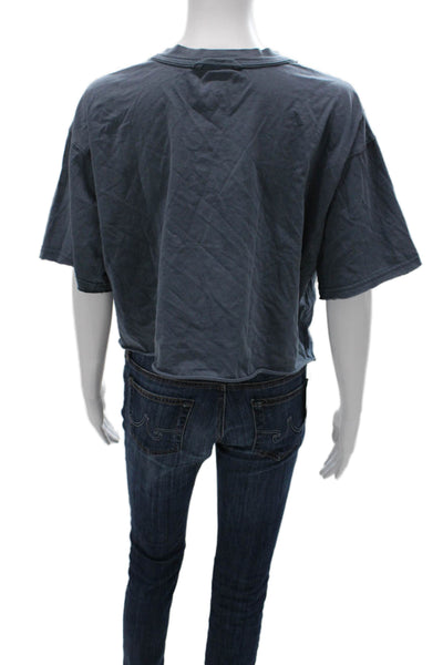 FP Movement Womens Cropped Basic T-Shirt Dark Gray Cotton Crew Neck Size XS