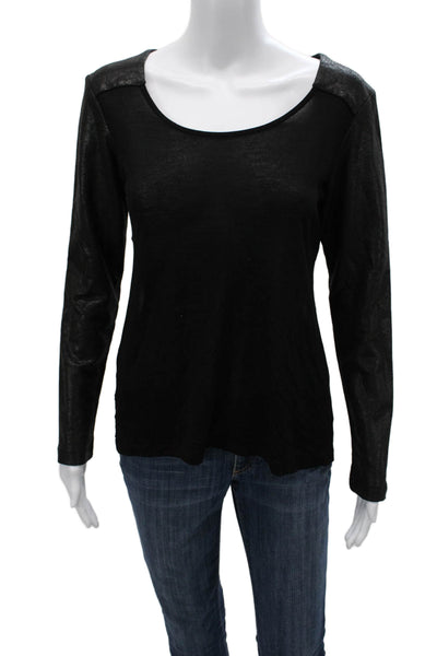 Alexis Womens Black Long Sleeve Round Neck Basic Top Size XS