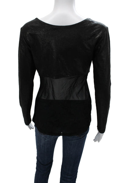 Alexis Womens Black Long Sleeve Round Neck Basic Top Size XS
