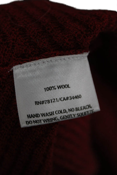 Eileen Fisher Womens Red Herringbone 100% Wool Cardigan Long Sleeve Size S