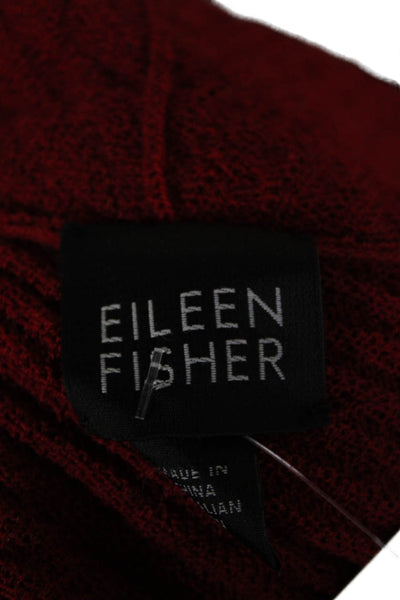 Eileen Fisher Womens Red Herringbone 100% Wool Cardigan Long Sleeve Size S