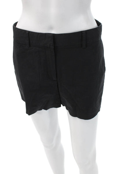 Theory Womens Chino Shorts Black Button Cotton Stretch Size 4