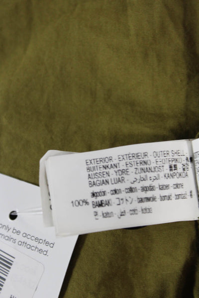 Zara Womens Green Cotton Overcoat Collared Button Long Sleeve Size M