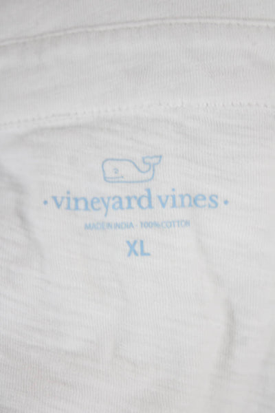 Vineyard Vines Mens White Collared 3/4 Sleeve T Shirt Cotton Beach Size XL