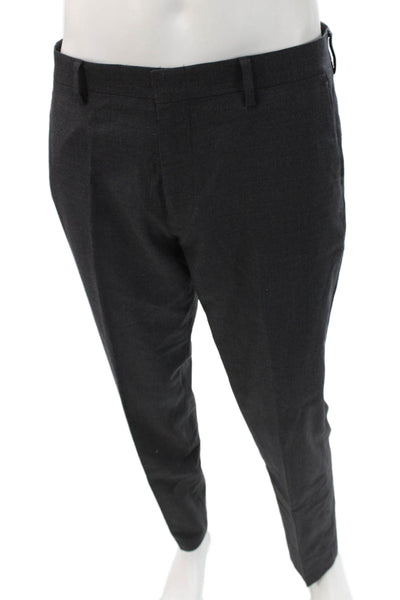 J Crew Mens Dress Pants Dark Gray 100% Wool Button Size 32