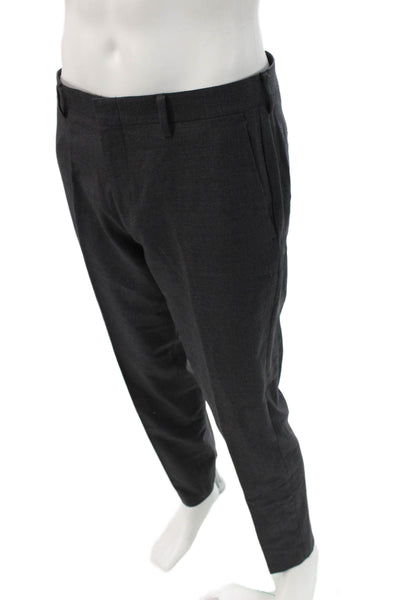 J Crew Mens Dress Pants Dark Gray 100% Wool Button Size 32