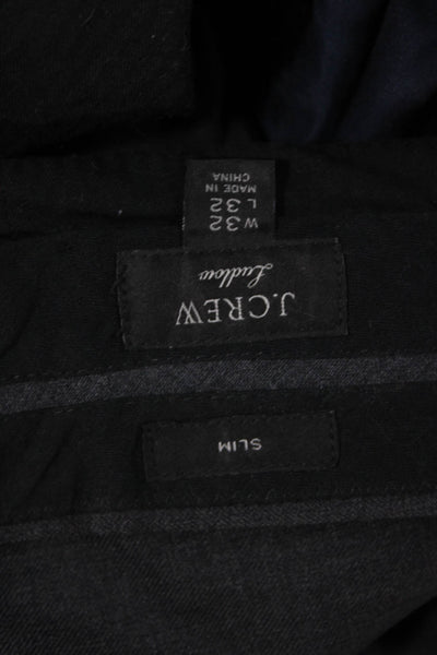 J Crew Mens Dress Pants Dark Gray 100% Wool Button Size 32