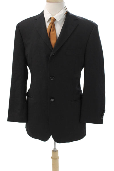 Hugo Boss Mens Black Wool Suit Jacket Button Long Sleeve Size 40