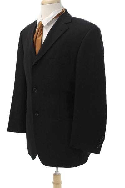 Hugo Boss Mens Black Wool Suit Jacket Button Long Sleeve Size 40