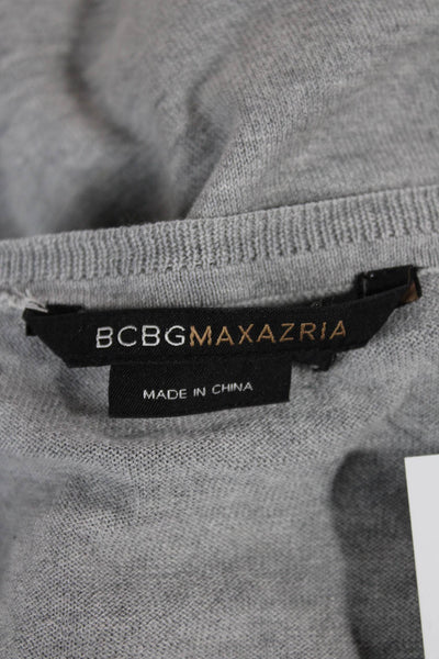 BCBGMAXAZRIA Women Gray Sweater Dress V Neck 3/4 Sleeve Above Knee Size XS