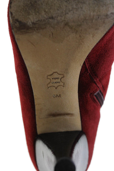 Via Spiga Womens Suede Zippered High Heeled Knee High Boots Red Size 8