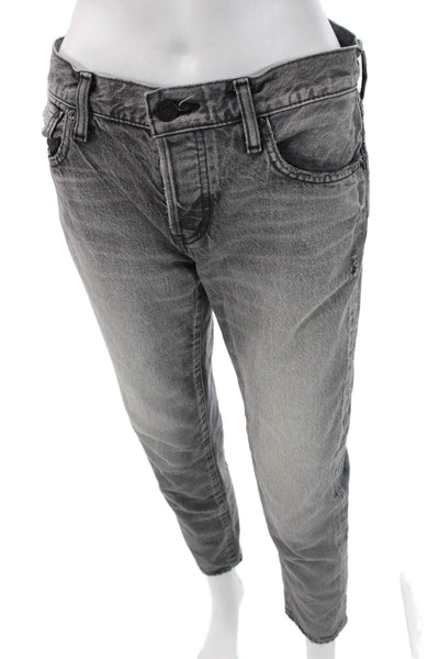 Moussy Women High Rise Ankle Cropped Gray Jeans 100% Cotton Size 24