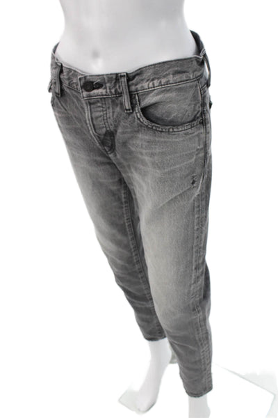 Moussy Women High Rise Ankle Cropped Gray Jeans 100% Cotton Size 24