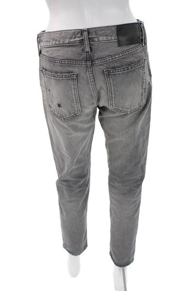 Moussy Women High Rise Ankle Cropped Gray Jeans 100% Cotton Size 24