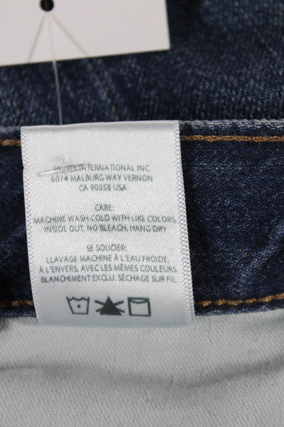 Edwin Women Straight Jeans Dark Blue High Rise Button Fly 100% Cotton Size 24