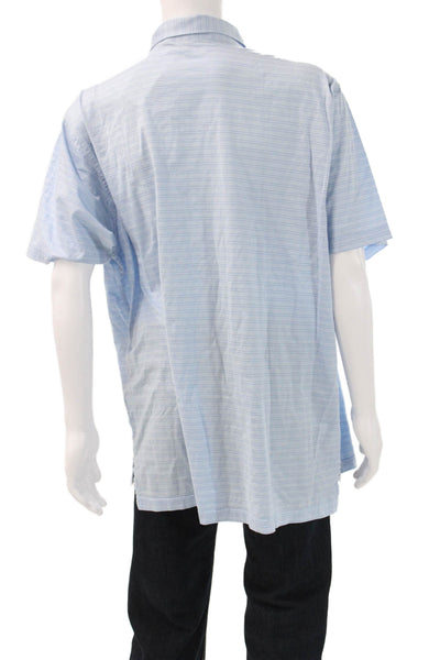 Peter Millar Mens Light Blue Striped Polo 100% Cotton Size 2XL