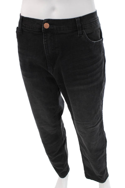 Mugsy Mens Straight Tapered Black Denim Jeans Button 32in Size 40