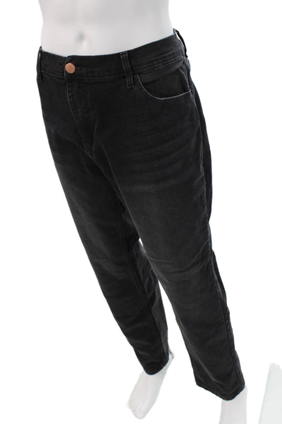 Mugsy Mens Straight Tapered Black Denim Jeans Button 32in Size 40