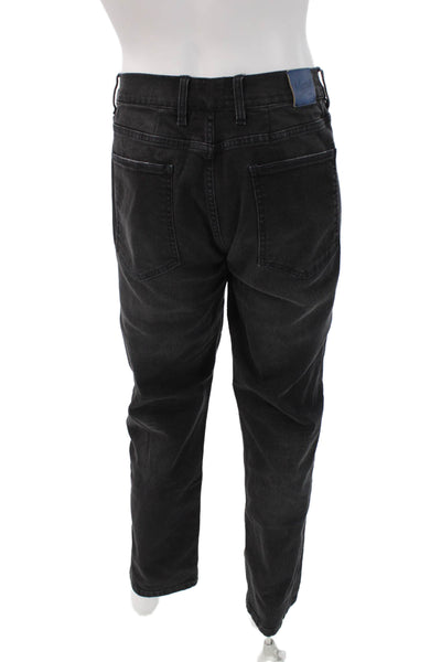 Mugsy Mens Straight Tapered Black Denim Jeans Button 32in Size 40
