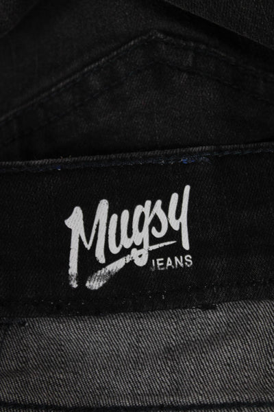 Mugsy Mens Straight Tapered Black Denim Jeans Button 32in Size 40