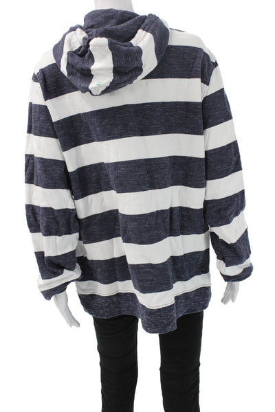Vineyard Vines Women Pullover Hoodie Dark Blue Striped Cotton Size L