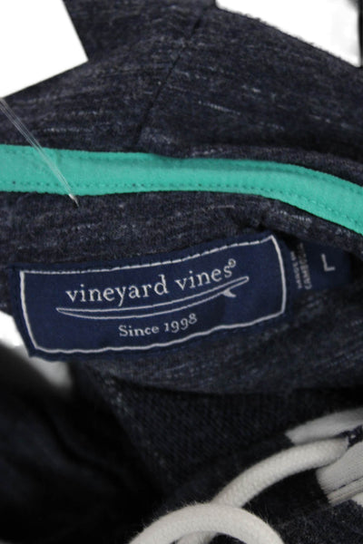 Vineyard Vines Women Pullover Hoodie Dark Blue Striped Cotton Size L