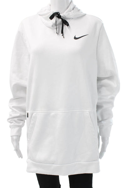 Nike Unisex Pullover Hoodie White Cotton Drawstring Long Sleeve Size XL