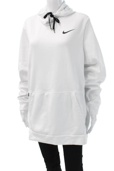 Nike Unisex Pullover Hoodie White Cotton Drawstring Long Sleeve Size XL
