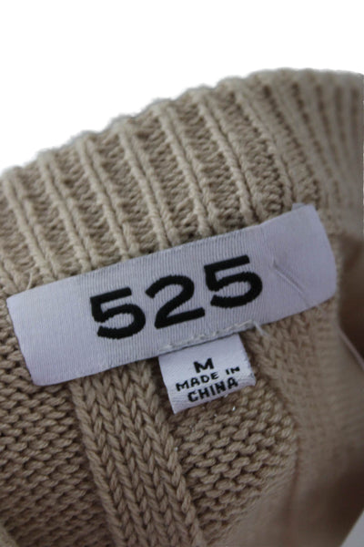 525 Womens Cardigan Beige Crew Neck Long Sleeve Cotton Nylon Size M