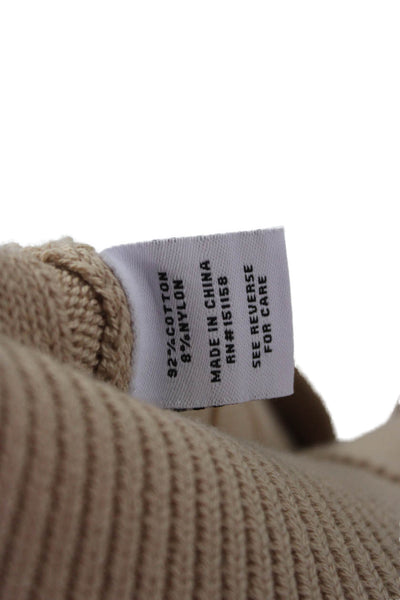 525 Womens Cardigan Beige Crew Neck Long Sleeve Cotton Nylon Size M