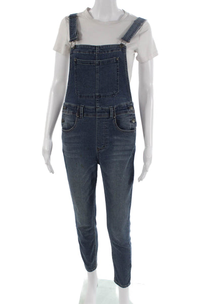We The Free Womens Dark Blue Overall Jumpsuit Square Neck Size 28