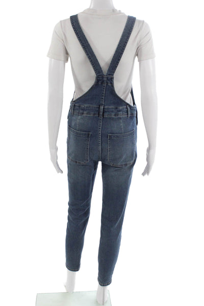 We The Free Womens Dark Blue Overall Jumpsuit Square Neck Size 28