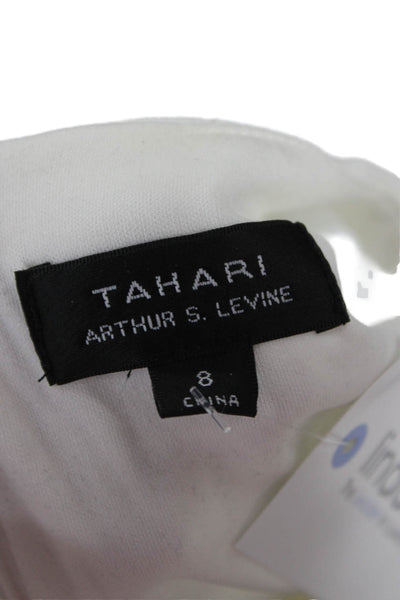 Tahari Levine Womens Floral Sheath Dress Black Sleeveless Crew Neck Size 8