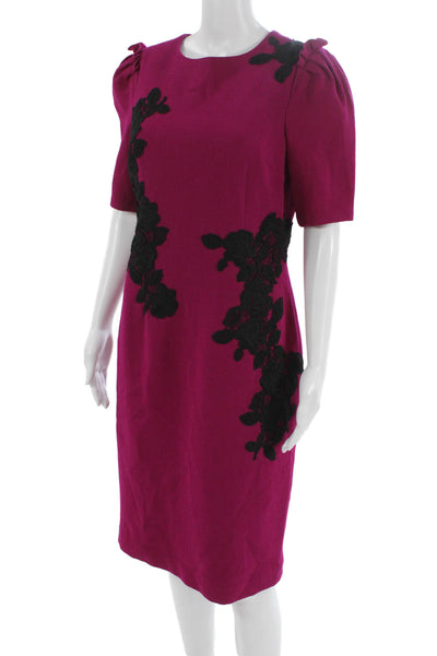 Rickie Freeman Teri Jon Womens Purple Wool Sheath Dress Short Sleeve Size 8