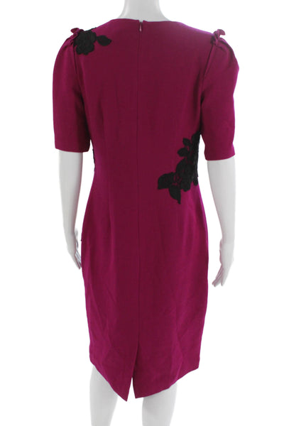 Rickie Freeman Teri Jon Womens Purple Wool Sheath Dress Short Sleeve Size 8