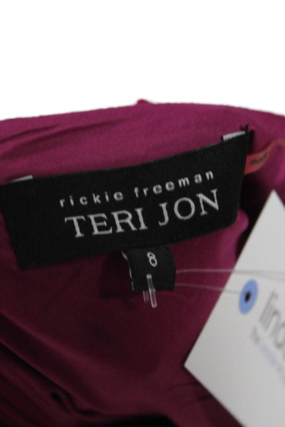 Rickie Freeman Teri Jon Womens Purple Wool Sheath Dress Short Sleeve Size 8