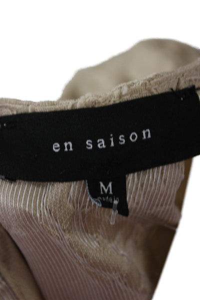 En Saison Womens Trapeze Swing Floral Beige Cotton Knee Length Dress Size M