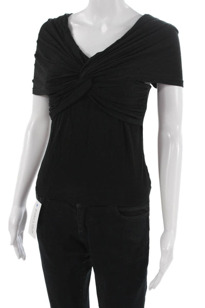 Favorite Daughter Womens Black V-Neck Short Sleeve Top Size M