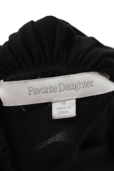 Favorite Daughter Womens Black V-Neck Short Sleeve Top Size M
